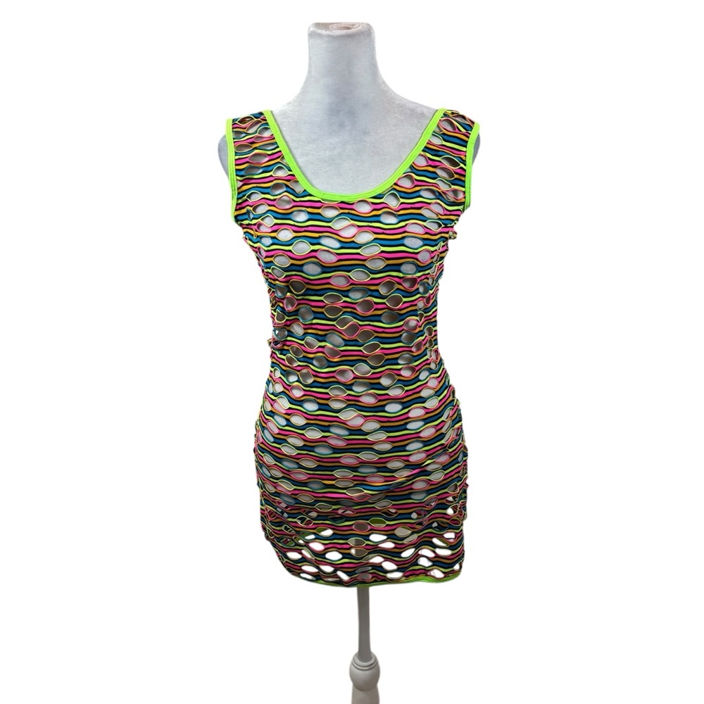 Brand new with Tags Espiral Black and Neon‎ Tank Dress With Holes Size Large